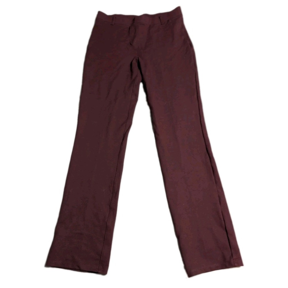 Quince Ultra Stretch Ponte Pants Womens M Tall Burgundy Straight Leg